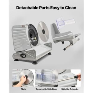 meat slicer, 8.6" electric deli slicer with 2 sus420 blades & 0 0.6" adjustable thickness, dual security lock, 200w home food slicer for frozen meat, ham, baguett, steak, etl approved