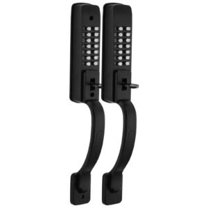 Mechanical Keyless Entry Door Lock, 2.0 Code Upgrade, 4-7 Digits Code, Double-Sided Push Button Combination Keypad Door Lock with Pull Handle, Auto Locking, for Garden Gates, Indoor or Outdoor