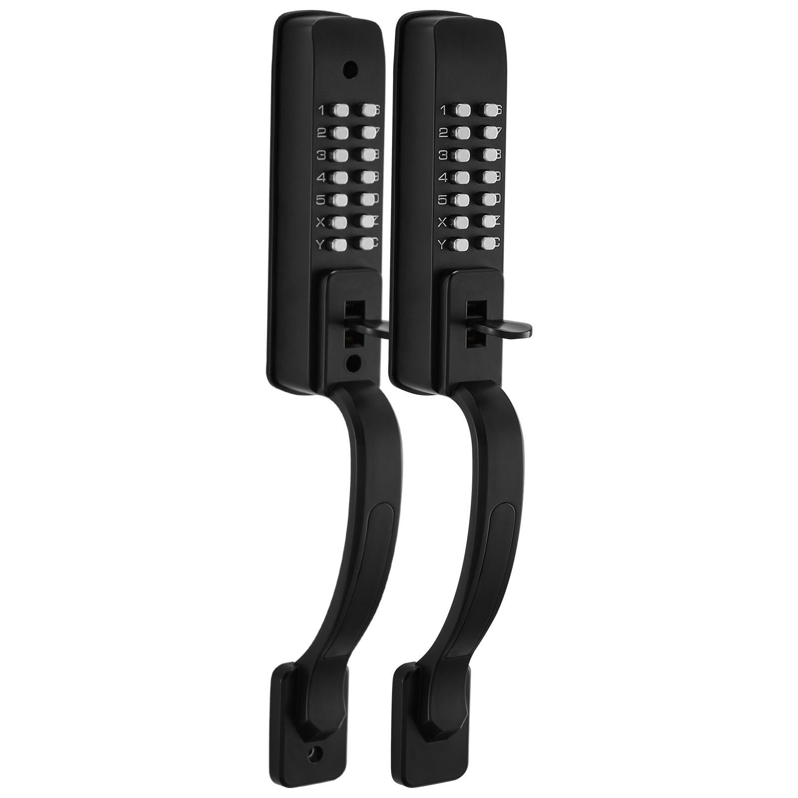 mechanical keyless entry door lock, 2.0 code upgrade, 4 7 digits code, double sided push button combination keypad door lock with pull handle, auto locking, for garden gates, indoor or outdoor