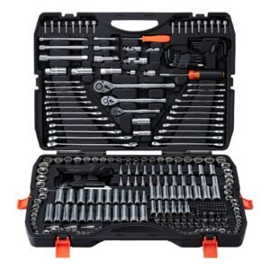 Mechanics Tool Set, 308-Piece Mechanic Tool Kit, 1/4 in, 3/8 in, and 1/2 in Drive, SAE and Metric Socket Set, Wrenches, Screwdriver Bits, Accessories, and Storage Case, for Automotive Repair