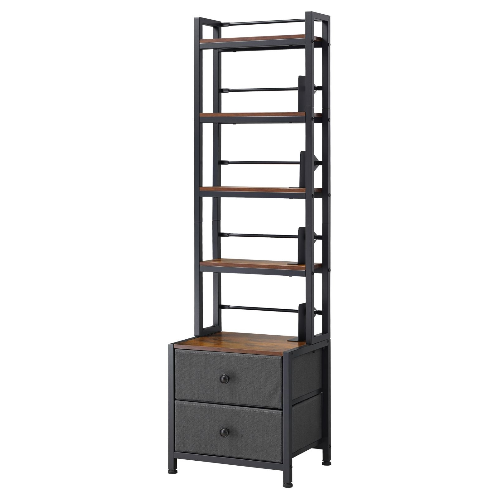 media storage cabinet, 4 shelf dvd shelf organizer with drawers, 15.75 x 11.81 x 56.50 in multimedia storage organizer for cds, dvds, books and games, cd cabinet for living room, home office