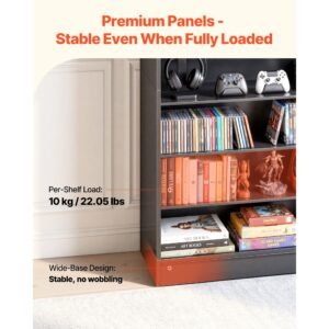 media storage cabinet, 7 tier dvd shelf organizer, 27.56 x 11.81 x 55.12 in multimedia storage organizer for cds, dvds, books and games, cd shelf for living room, home office, recording room