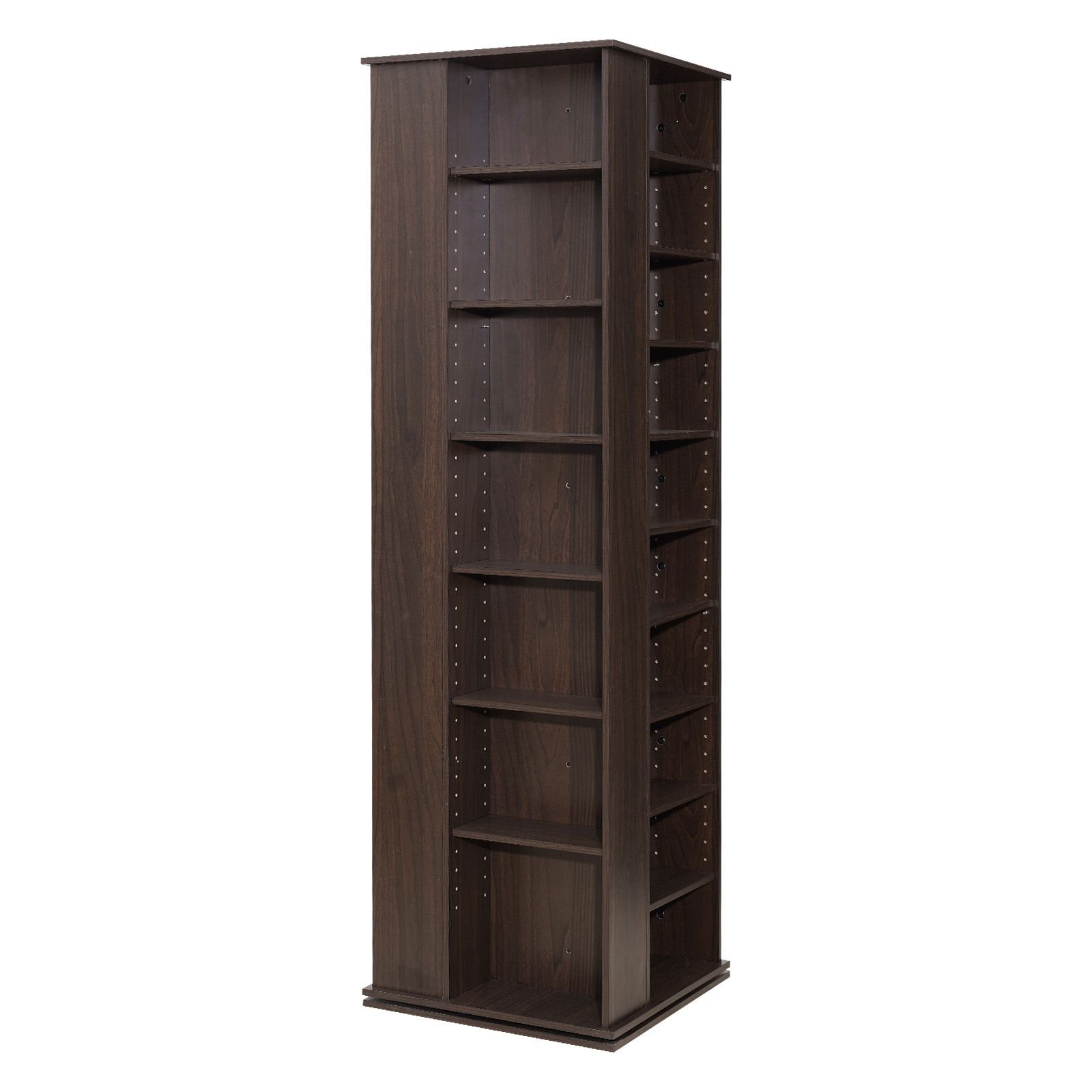media storage cabinet, cd rack tower, 34 compartments rotating media tower rack for cds, dvds, books and game discs, dvd stand for living room, home office and recording room, brown