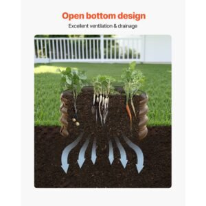 metal raised garden bed, 3 pcs 2 x 2 x 1 ft outdoor galvanized planter garden box, open bottom design, large planter raised bed for growing vegetables, flowers, herbs, succulents, wood grain
