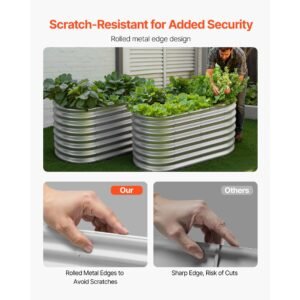 metal raised garden bed, 4 x 2 x 2 ft oval outdoor galvanized planter garden box, open bottom design, large planter raised bed for growing vegetables, flowers, and succulents, galvanized color