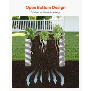 metal raised garden bed, 4 x 2 x 2 ft oval outdoor galvanized planter garden box, open bottom design, large planter raised bed for growing vegetables, flowers, and succulents, galvanized color