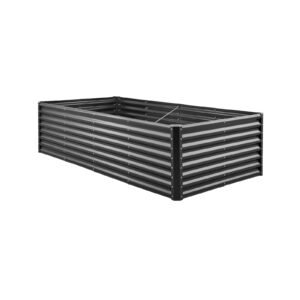 metal raised garden bed, 8 x 4 x 2 ft outdoor galvanized planter garden box, open bottom design, large planter raised bed for growing vegetables, flowers, herbs, and succulents, dark gray