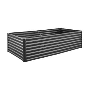 metal raised garden bed, 8 x 4 x 2 ft outdoor galvanized planter garden box, open bottom design, large planter raised bed for growing vegetables, flowers, herbs, and succulents, dark gray