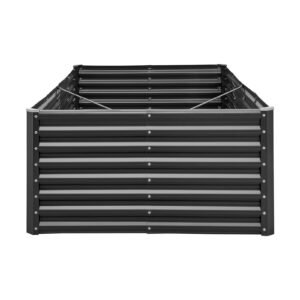 metal raised garden bed, 8 x 4 x 2 ft outdoor galvanized planter garden box, open bottom design, large planter raised bed for growing vegetables, flowers, herbs, and succulents, dark gray