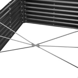 metal raised garden bed, 8 x 4 x 2 ft outdoor galvanized planter garden box, open bottom design, large planter raised bed for growing vegetables, flowers, herbs, and succulents, dark gray