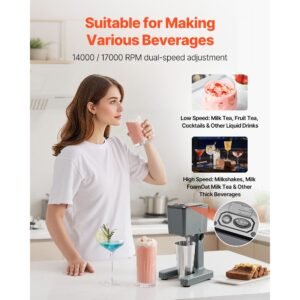 milkshake maker, 150w milk shake maker mixer, single head drink mixer blender machine, dual speed adjustment milkshake blender with stainless steel cup, for home, kitchen, bar & beverage shop
