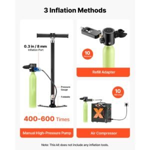 mini scuba tank, 0.5l portable diving tank for underwater breathing, reusable lung diving cylinder up to 10 minutes dive time, emergency rescue pony bottle with bag and lanyard for snorkeling