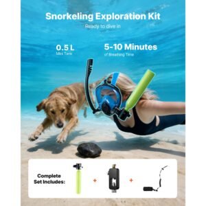 mini scuba tank, 0.5l portable diving tank for underwater breathing, reusable lung diving cylinder up to 10 minutes dive time, emergency rescue pony bottle with refill adapter for snorkeling