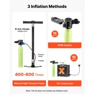 mini scuba tank, 0.5l portable diving tank for underwater breathing, reusable lung diving cylinder up to 10 minutes dive time, emergency rescue pony bottle with refill adapter for snorkeling