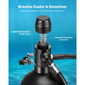 mini scuba tank, 1.9l portable small diving tank for underwater breathing, reusable lung diving cylinder up to 35 minutes dive time, emergency rescue pony bottle with backpack for snorkeling