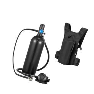 Mini Scuba Tank, 1.9L Portable Small Diving Tank for Underwater Breathing, Reusable Lung Diving Cylinder up to 35 Minutes Dive Time, Emergency Rescue Pony Bottle with Backpack for Snorkeling