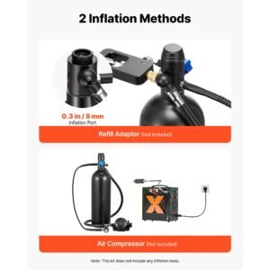 mini scuba tank, 1.9l portable small diving tank for underwater breathing, reusable lung diving cylinder up to 35 minutes dive time, emergency rescue pony bottle with backpack for snorkeling