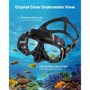 mini scuba tank, 1l portable diving tank for underwater breathing, reusable lung diving cylinder up to 20 minutes dive time, emergency rescue pony bottle with adapter & goggles for snorkeling