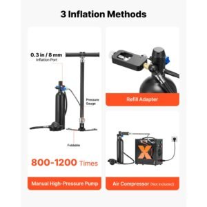 mini scuba tank, 1l portable diving tank for underwater breathing, reusable lung diving cylinder up to 20 minutes dive time, emergency rescue pony bottle with adapter & goggles for snorkeling