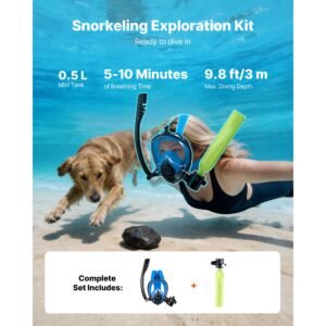 mini scuba tank with sub mask, 0.5l portable small diving tank for underwater breathing, reusable lung diving cylinder up to 10 minutes dive time, emergency rescue pony bottle for snorkeling
