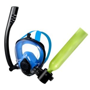 Mini Scuba Tank with Sub-Mask, 0.5L Portable Small Diving Tank for Underwater Breathing, Reusable Lung Diving Cylinder up to 10 Minutes Dive Time, Emergency Rescue Pony Bottle for Snorkeling