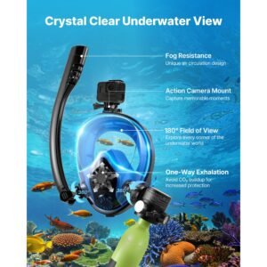 mini scuba tank with sub mask, 0.5l portable small diving tank for underwater breathing, reusable lung diving cylinder up to 10 minutes dive time, emergency rescue pony bottle for snorkeling
