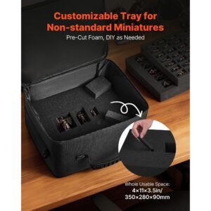 miniature storage carrying figure bag, fits for 1:500 1:750 scale models, miniature transport bag with adjustable shoulder strap, 3 foam layers for large storage capacity (minis not included)