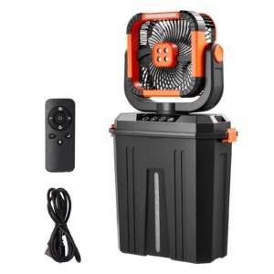 Misting Fan, 2400RPM Motor Camping Misting Fan, Mister Cooling Fans with 3.17 gal Water Tank, 20000mAh Battery, 4-Speed Wind & 3 Lighting Modes, Water Cooling Fans for Indoor, Outdoor, Patio