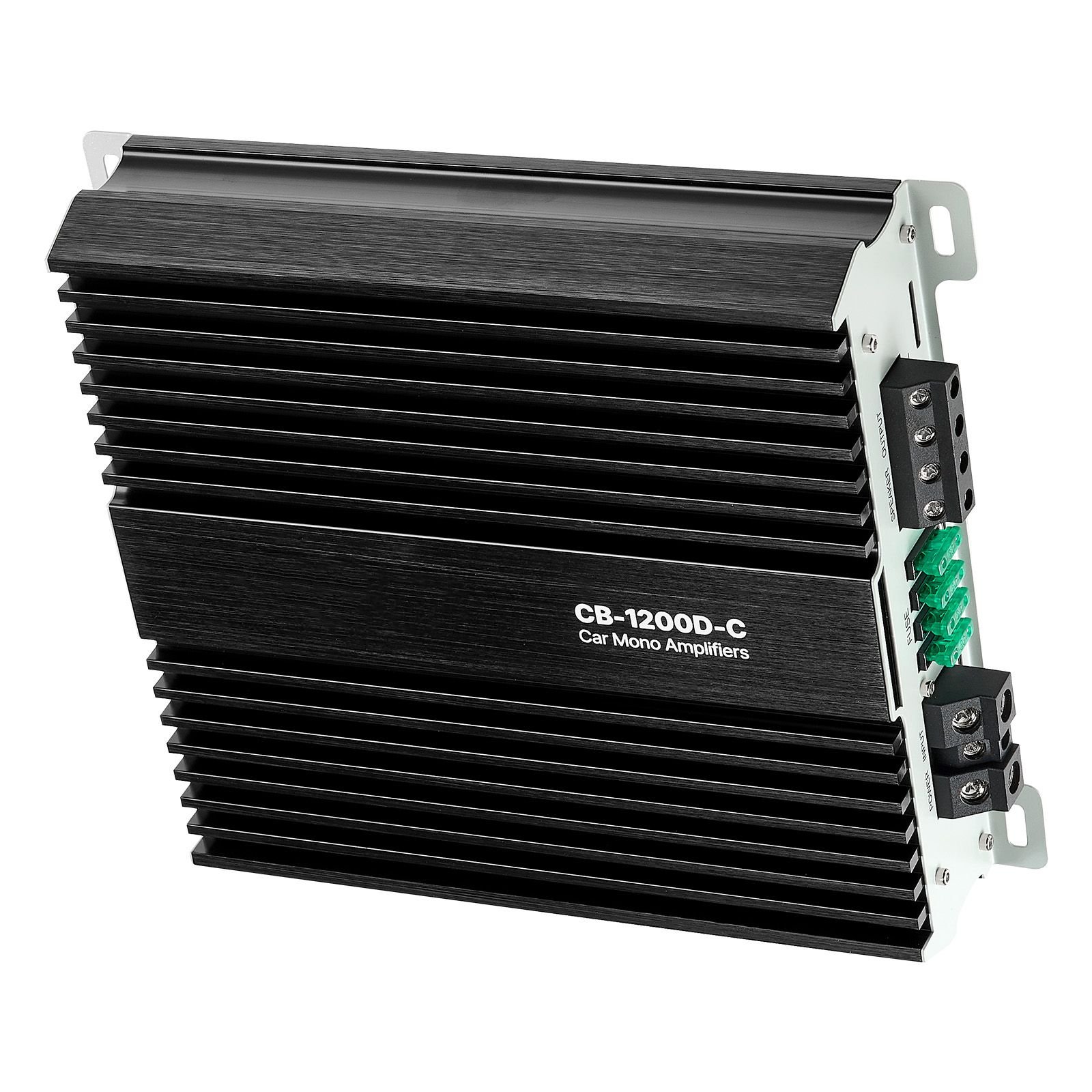 monoblock car amplifier, 1200w rms max, 1/2/4 ohm stable, 1 channel class d car audio amplifier with remote subwoofer level control, low pass filter, bass boost & phase shift, volume controller