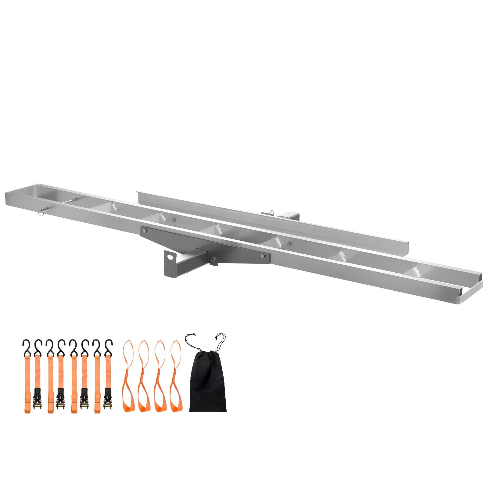 motorcycle carrier, 400 lbs capacity, heavy duty aluminum hitch mount rack with 47in loading ramp, straps & stabilizer, scooter dirt bike trailer hauler for car truck with 2 inch hitch receiver