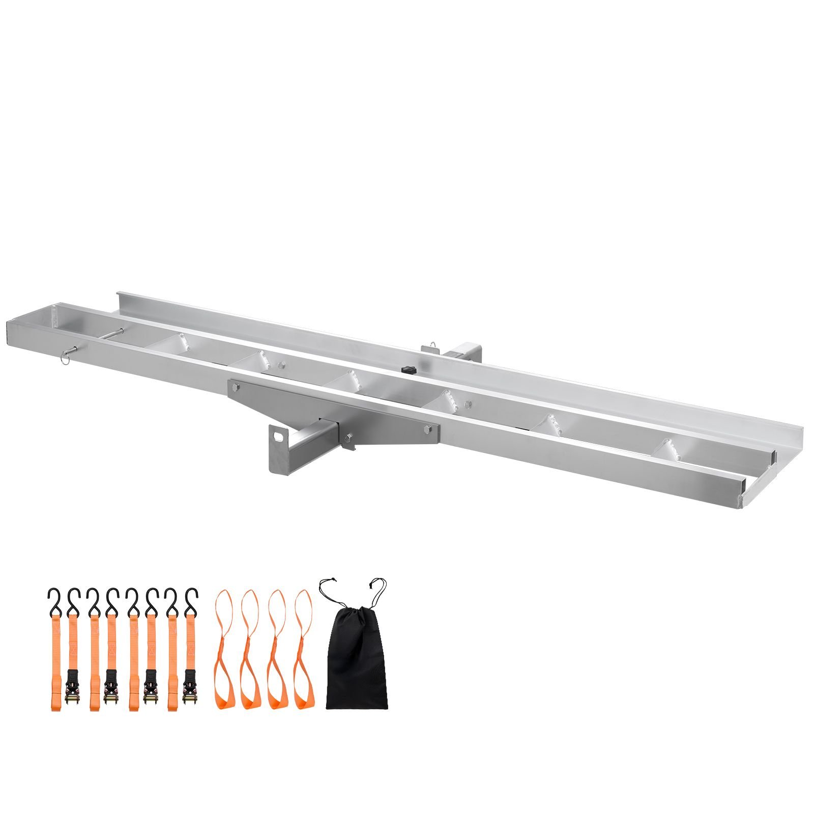 motorcycle carrier, 400 lbs capacity, heavy duty aluminum hitch mount rack with 73in loading ramp, straps & stabilizer, scooter dirt bike trailer hauler for car truck with 2 inch hitch receiver
