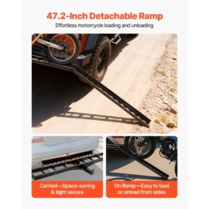 motorcycle carrier, 500 lbs capacity, heavy duty steel hitch mount rack with 47in ramp, ratchet straps & stabilizer, scooter dirt bike trailer hauler for car truck with 2 inch hitch receiver