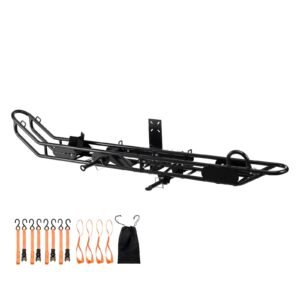 Motorcycle Carrier, 500 lbs Capacity, Heavy Duty Steel Hitch Mount Rack with Anti-Tilt Lock Device, Straps & Stabilizer, Scooter Dirt Bike Trailer Hauler for Car Truck with 2-Inch Hitch Receiver
