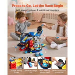 motorcycle engine toy, 25 pieces, motorcycle mechanic toy with removable parts, lights & sounds, simulated riding & track racing, kids mechanic workshop set for toddler 3 years and up, blue