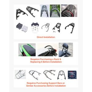 motorcycle top case 55l universal aluminum hard motorcycle tail case, waterproof detachable motorbike top box with security lock & leather liner for luggage storage