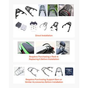 motorcycle top case, 65l universal aluminum hard motorcycle tail case, waterproof detachable motorbike top box with security lock & leather liner for helmets storage