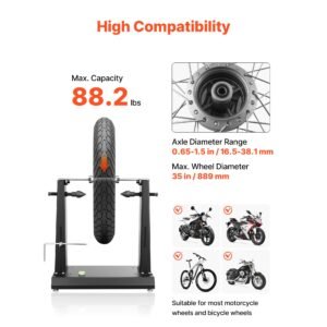 motorcycle wheel balancer, 88.2 lbs capacity, tire balancer & truing stand with adjustable centering cones and truing pointer, balancing tools for most motorcycles & bicycles, 35 inch wheel dia