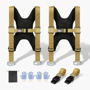 Moving Straps, Supports up to 1000 lbs, 2-Person Lifting and Moving System with 2 Harness Straps & 2 Load-bearing Straps, Adjustable Lifting Straps for Moving Furniture Appliances Mattresses