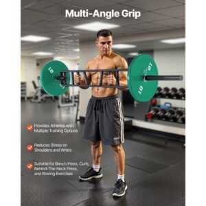 multi grip barbell, 2 inch 3 positions swiss bar, 550 lbs capacity heavy duty swiss barbell training equipment, with 2 collars and knurled grips, for home gym, support pressing, lifting curls