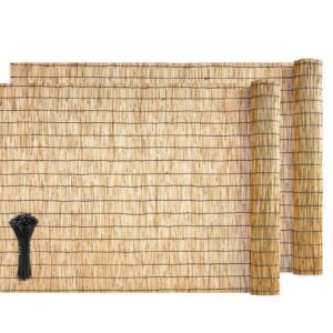 Natural Reed Fencing, 4 ft x 16.4 ft, 2 Pack Decorative Natural Reed Fencing Roll, Decorative Fence for Backyard Divider, Privacy Screen Panel Curtain for Balcony Patio Garden Backyard Outdoor