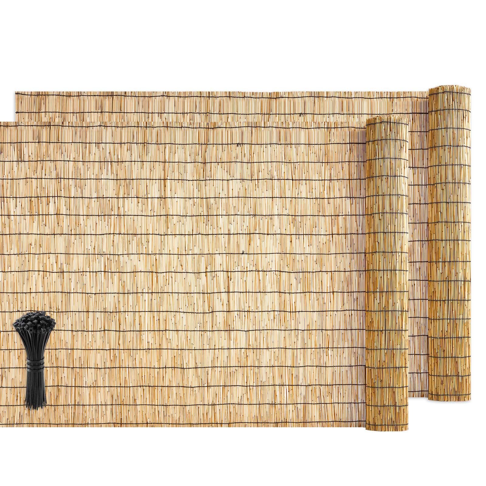 natural reed fencing, 4 ft x 16.4 ft, 2 pack decorative natural reed fencing roll, decorative fence for backyard divider, privacy screen panel curtain for balcony patio garden backyard outdoor