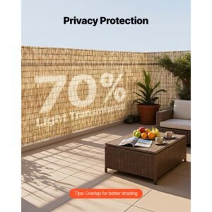 natural reed fencing, 4 ft x 16.4 ft, decorative natural reed fencing roll, decorative fence for backyard garden divider, privacy screen panel curtain for balcony patio garden backyard outdoor