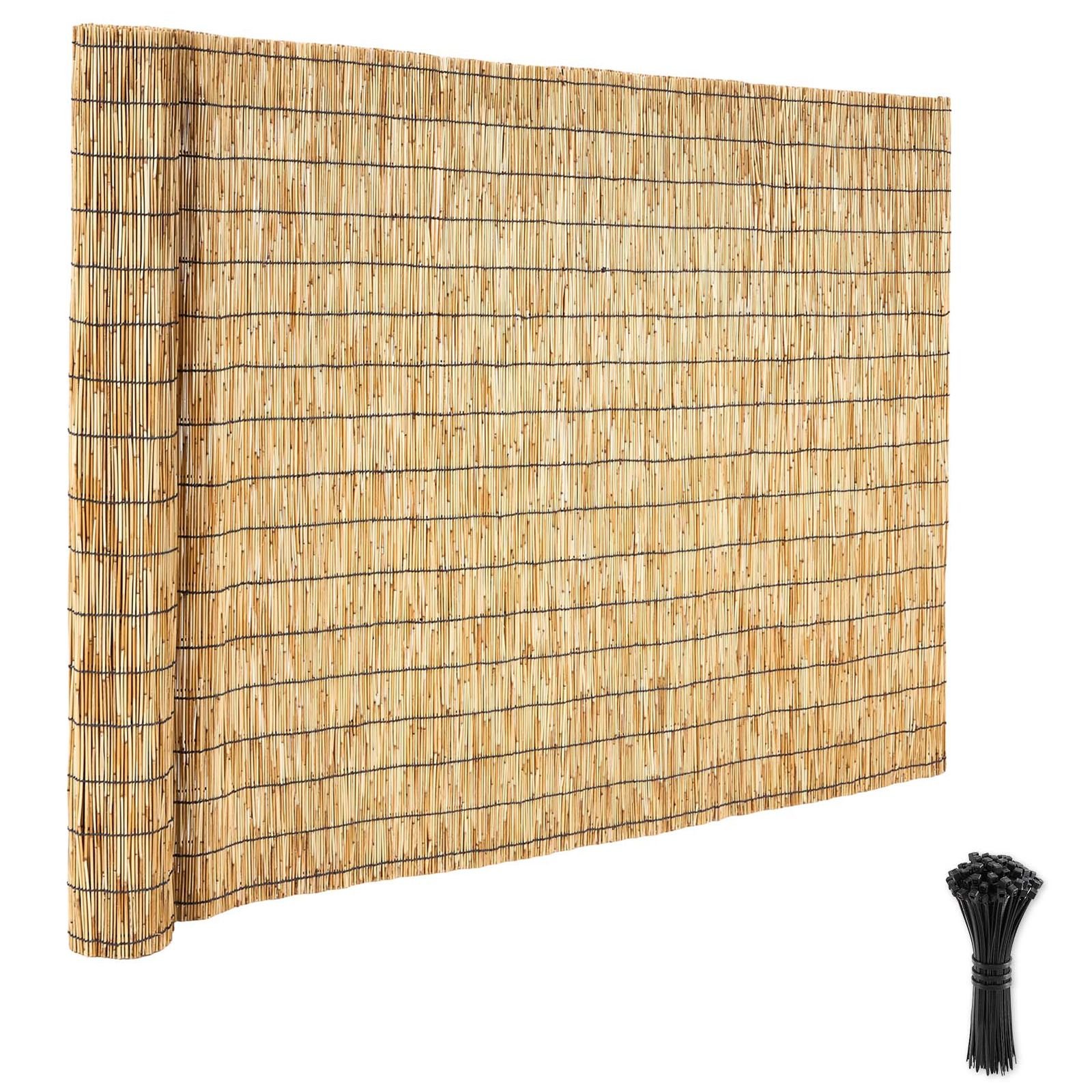 natural reed fencing, 4 ft x 16.4 ft, decorative natural reed fencing roll, decorative fence for backyard garden divider, privacy screen panel curtain for balcony patio garden backyard outdoor