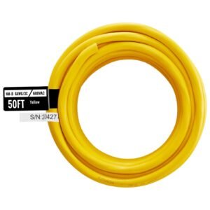 NM-B Wire, 6AWG/3C Non-Mettalic Residential Indoor Electrical Wire with Ground, PVC Sheathed High-Purity Copper Core Cable, for Outlets, Switches, Other Loads & Lighting Wiring Projects(50 ft)