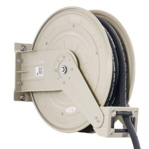 Oil Hose Reel, 1/2 inch x 50 ft Retractable, Spring Driven Auto Swivel Rewind, Max 3625 PSI, Heavy-Duty Carbon Steel Construction with Steel Wire Braided Hose, for Engine / Gear / Hydraulic Oil