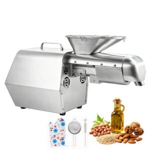 Oil Press Machine, 11 LBS/H Capacity, 1250W Oil Extractor Machine, Automatic Electric Oil Maker for Home Commercial Use, 122 F - 572 F Hot & Cold Pressing for Peanuts Sesames Soybeans Almonds