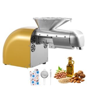 Oil Press Machine, 11 LBS/H Capacity, 1250W Oil Extractor Machine, Automatic Electric Oil Maker for Home Commercial Use, 122 F - 572 F Hot & Cold Pressing for Peanuts Sesames Soybeans Almonds