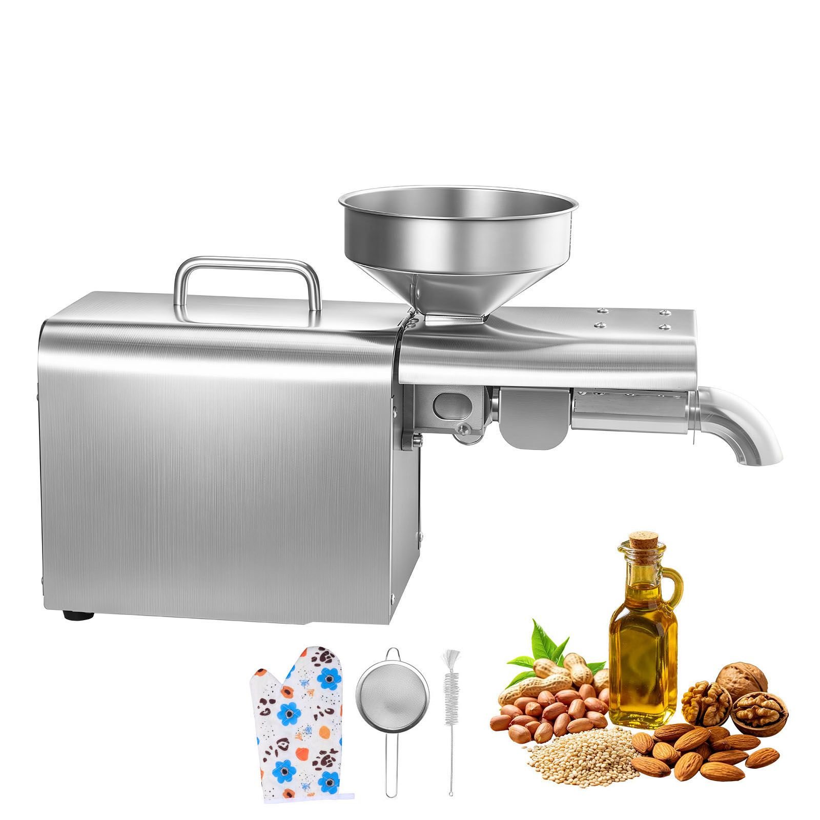 oil press machine, 8.27 lbs/h capacity, 750w oil extractor machine, automatic electric oil maker for home commercial use, 122 f 572 f hot pressing for peanuts sesames soybeans almonds