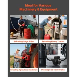 oil transfer pump 110v, 16 gpm 60 l/min, ac electric fuel transfer pump for diesel kerosene biodiesel, 8 ft/2.4 m max suction lift, 45 ft/13.7 m max lift, for vehicles, construction sites, farms