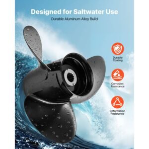 outboard propeller, upgrade oem 15 spline tooth aluminum outboard boat propeller fit mercury engines 40 140 hp, 4 1/4" gearcase, 3 blade, rh (right hand rotation), oem parts no. 48 77344a45